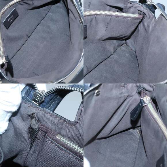 FENDI Hand Bag Leather Black Silver - Picture 12 of 14